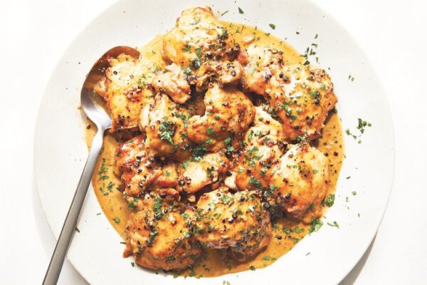 This dish features piquant peppercorns