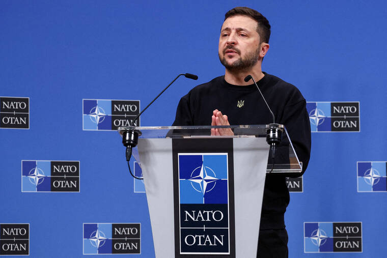 REUTERS FILE PHOTO
Ukraines President Volodymyr Zelenskyy attends a press conference in October at the NATO headquarters in Brussels, Belgium.