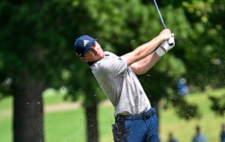 STEVE ROBERTS-USA TODAY SPORTS/ FILE PHOTO
Nick Dunlap second set on the first fairway during the final round of the FedEx St. Jude Championship golf tournament at TPC Southwind, on Aug. 18.