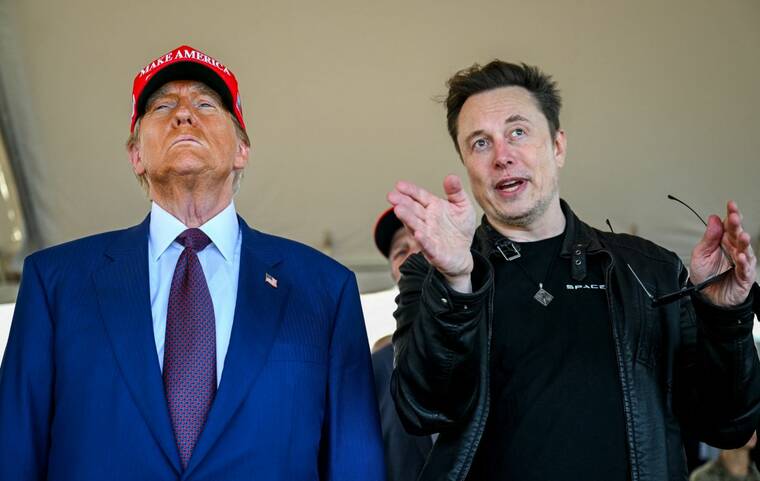 BRANDON BELL/POOL VIA REUTERS
Elon Musk speaks with President-elect Donald Trump as they watch the launch of the sixth test flight of the SpaceX Starship rocket in Brownsville, Texas, on Nov. 19. Republicans in Congress huddled today to find a path forward after President-elect Donald Trump rejected a bipartisan deal to avert a partial government shutdown and demanded lawmakers abolish the nations debt ceiling.